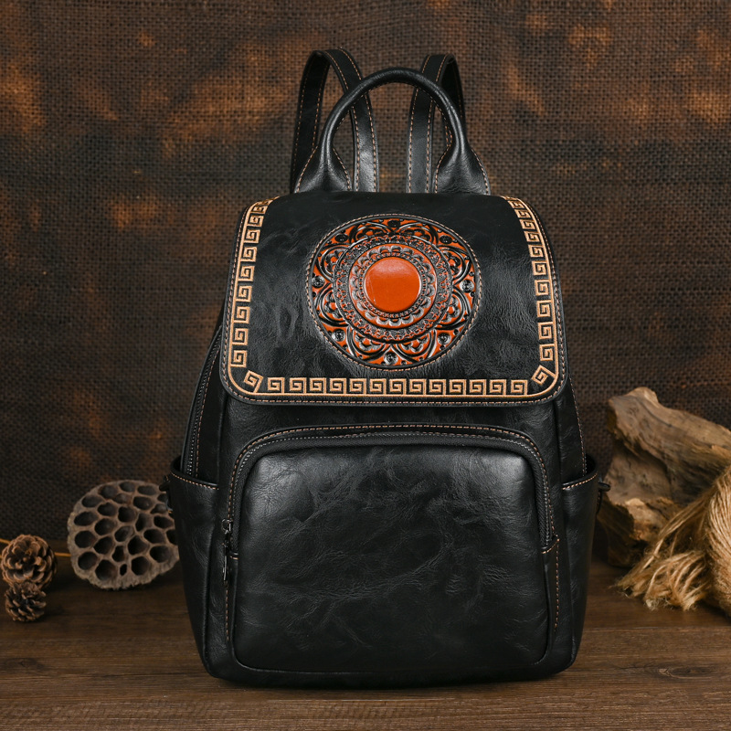حقيبة ظهر جلدية نسائية يدوية ا - مراجعة Leather Backpack Vintage وسعره